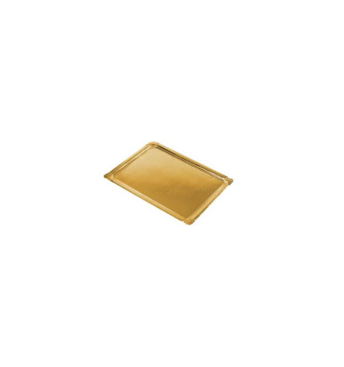 Bandeja de Cartão Rectangular Ouro 22x28cm (100 Uds) Bandeja de Cartão Rectangular Ouro 22x28cm (100 Uds)
