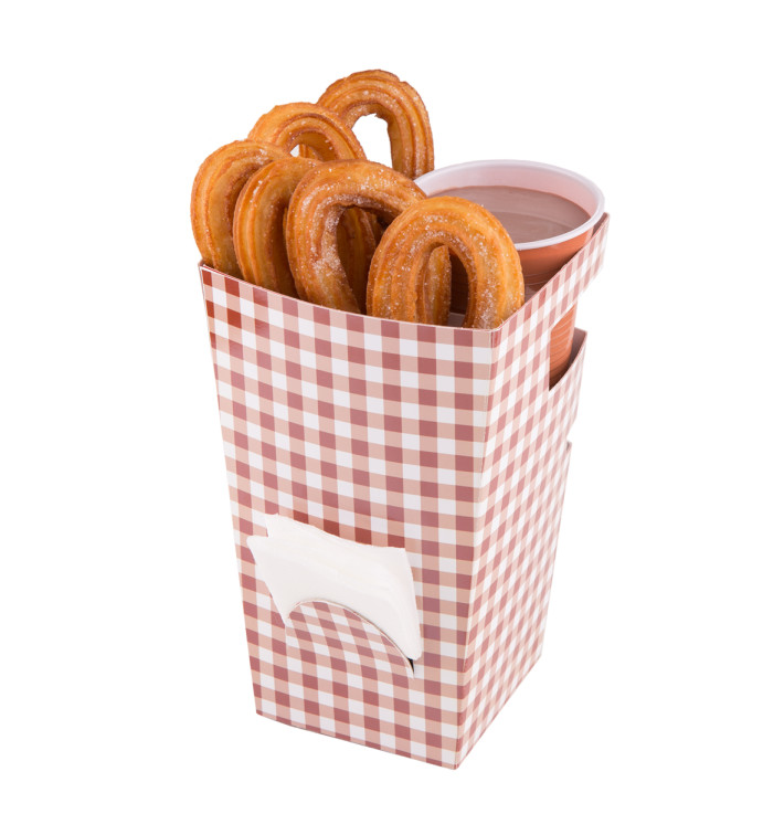 Caixa Cartão para Churros com Chocolate 78x78x179mm (20 Uds) Caixa Cartão para Churros com Chocolate 78x78x179mm (20 Uds)