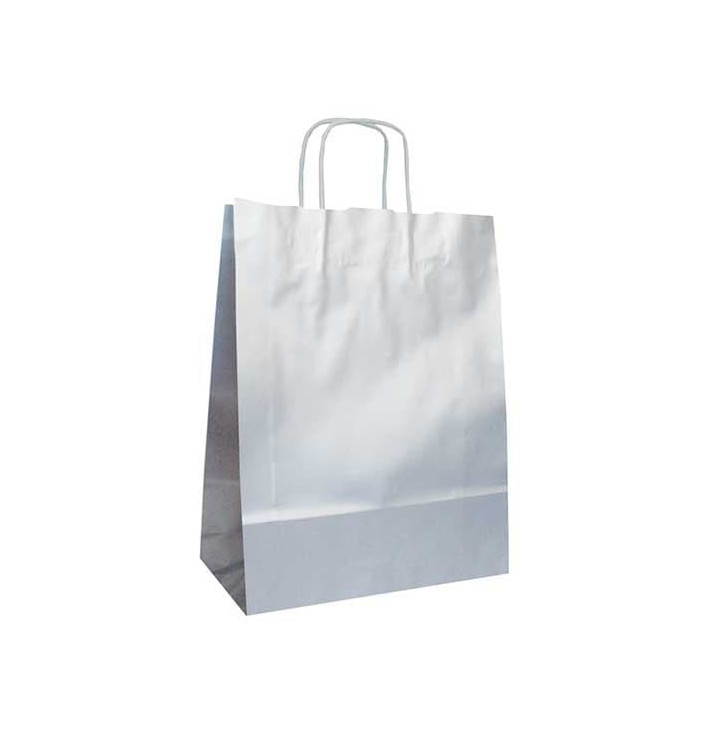 Saco Papel Kraft Prata Asas 100g 24x12x31cm (250 Uds) Saco Papel Kraft Prata Asas 100g 24x12x31cm (250 Uds)