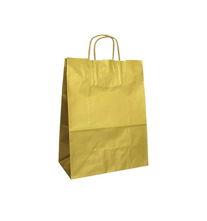Saco Papel Kraft Ouro Asas 100g 24x12x31cm (50 Uds) Saco Papel Kraft Ouro Asas 100g 24x12x31cm (50 Uds)