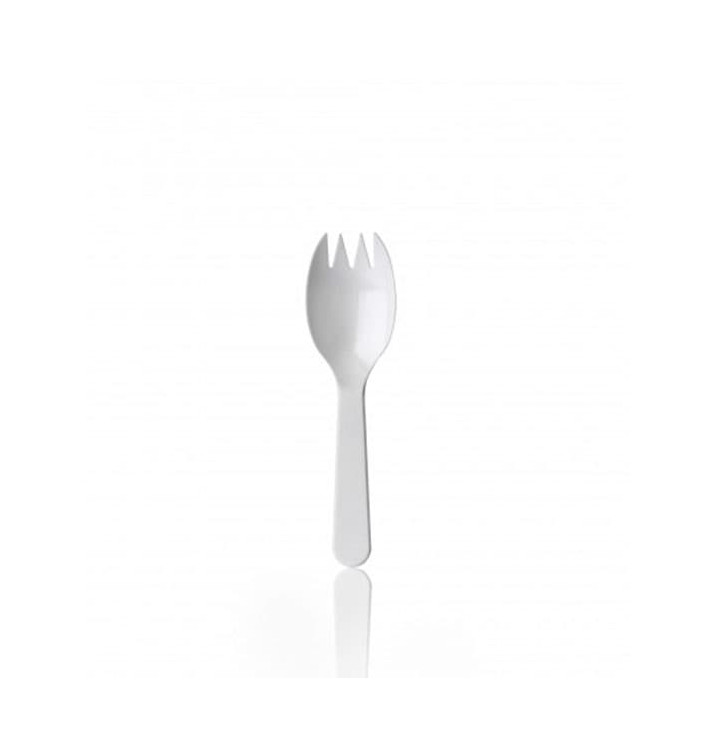 Garfo de Plástico SPORK PS Branco 98mm (1.000 Uds) Garfo de Plástico SPORK PS Branco 98mm (1.000 Uds)