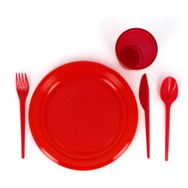 Faca de Plastico Vermelho PS 165 mm (15 Uds)