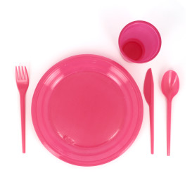 Faca de Plastico Fucsia PS 165 mm (15 Uds)