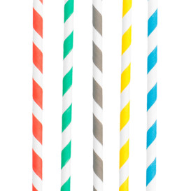 Palhinhas Direitas de Cores Listrada Ø6mm 20cm (10000 Unidades)