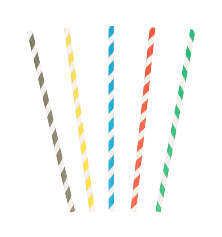 Palhinhas Direitas de Cores Listrada Ø6mm 20cm Palhinhas Direitas de Cores Listrada Ø6mm 20cm