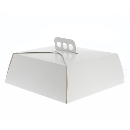 Caixa Cartolina Bolo Quadrada Branca 24,5x24,5x10 cm (50 Uds)