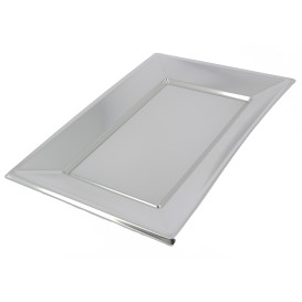 Bandeja de Plastico Rectangular Prata 330x230mm 