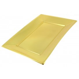 Bandeja Plástico Rectangular Ouro 330x225 mm (2 Uds)
