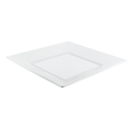 Prato Plastico Raso Quadrado Branco 230mm 