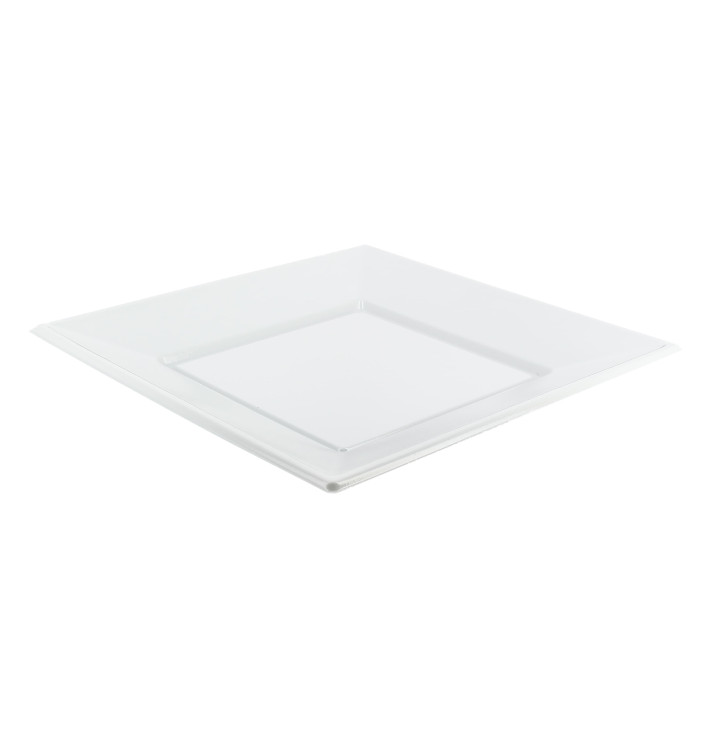 Prato Plástico Raso Quadrado Branco 170mm Prato Plástico Raso Quadrado Branco 170mm
