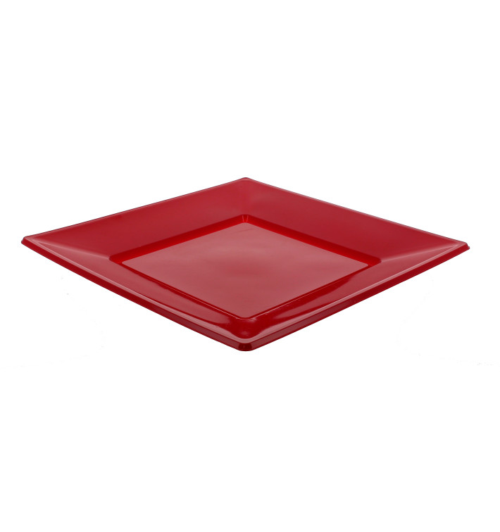 Prato Plastico Raso Quadrado Bordeaux 230mm Prato Plastico Raso Quadrado Bordeaux 230mm