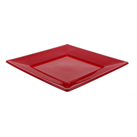 Prato Plastico Raso Quadrado Bordeaux 230mm (750 Uds)