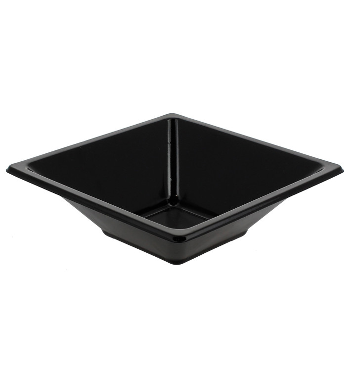 Tigela de Plastico PS Quadrada Preto 12x12cm Tigela de Plastico PS Quadrada Preto 12x12cm