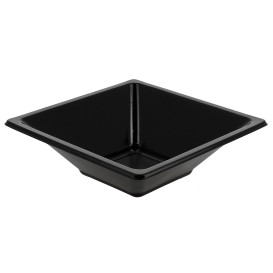 Tigela de Plastico PS Quadrada Preto 12x12cm 