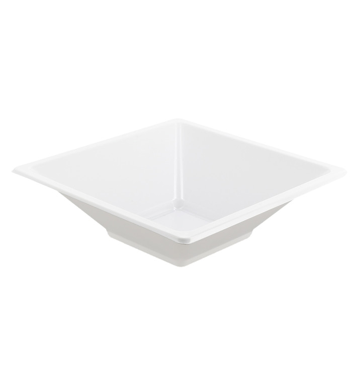 Tigela de Plastico PS Quadrada Branco 12x12cm 