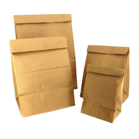 Saco de Papel Sem Asas Kraft Marrom 12+8x24cm (1000 Uds)