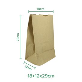 Saco de Papel Sem Asas Kraft 18+12x29cm (25 Uds)