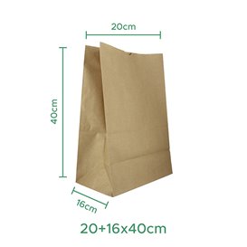Saco de Papel Sem Asas Kraft 20+16x40cm (25 Uds)