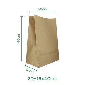 Saco de Papel Sem Asas Kraft 20+16x40cm (500 Uds)