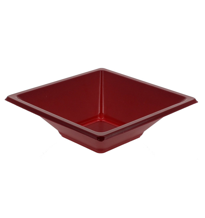 Tigela de Plastico PS Quadrada Bordeaux 12x12cm Tigela de Plastico PS Quadrada Bordeaux 12x12cm