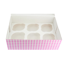 Caixa 6 Cupcakes Rosa 24,3x16,5x7,5cm (20 Unidades)