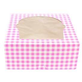 Caixa 4 Cupcakes Rosa 17,3x16,5x7,5cm (140 Unidades)