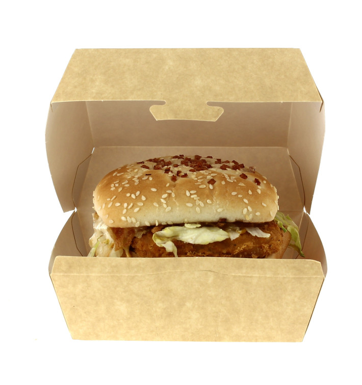 Caixa Cartão Hamburguer Kraft XXL 14,5x14,5x8 cm (400 Uds) Caixa Cartão Hamburguer Kraft XXL 14,5x14,5x8 cm (400 Uds)