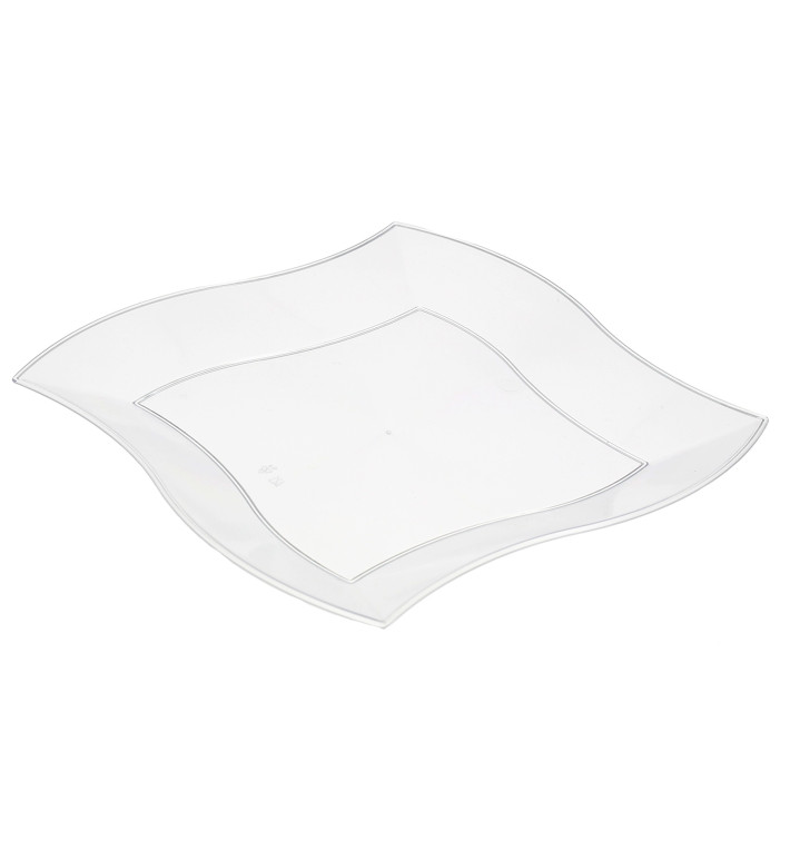 Prato Plástico Ondas Quadrado Ondas Branco 230mm Prato Plástico Ondas Quadrado Ondas Branco 230mm