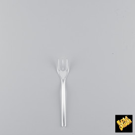 Mini Garfo Plastico Degustação Transp. 100 mm (1500 Uds)