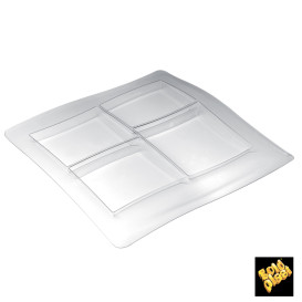 Bandeja de Plastico FoodPoker 4 Comp. 360x360 mm (12 Uds)