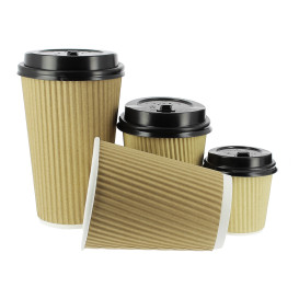 Copo de Cartão 8 Oz/250ml Rizado en Kraft Ø8cm (500 Uds)