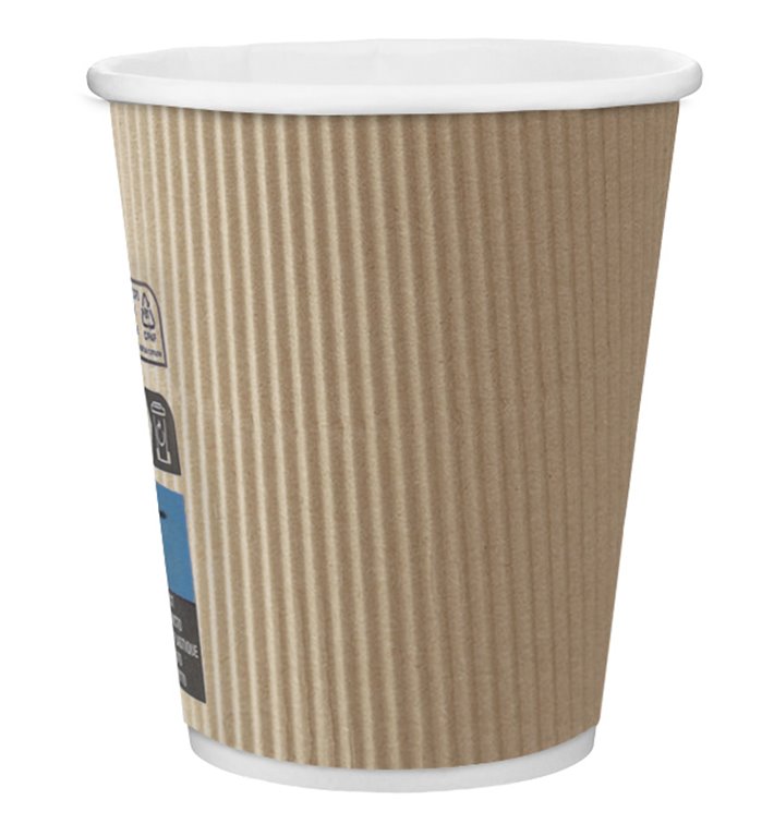 Copo de Cartão 8 Oz/250ml Rizado en Kraft Ø8cm (500 Uds) Copo de Cartão 8 Oz/250ml Rizado en Kraft Ø8cm (500 Uds)