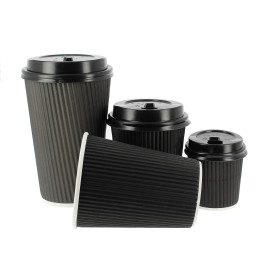 Copo de Cartão 8Oz/250ml Rizado Preto Ø8cm (500 Uds)