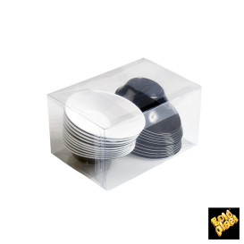 Tigela Plastico "Sodo" em preto e branco 50 ml (20 Uds)