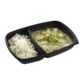 Embalagem Plástico 2C Preto 1300ml 28x20x4cm (50 Uds)