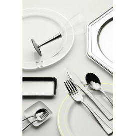 BaixoPrato Plastico Luxo Octog. Prata 30 cm (5 Uds)