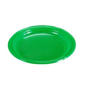 Prato Plastico Raso PS Verde 205 mm (10 Unidades)