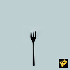 Mini Garfo Plastico Degustação Preto 100 mm (50 Uds)