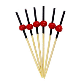 Pick Bambu Decorado Vermelho e preto 120mm (5000 Unidades)