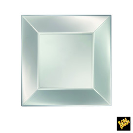 Prato Plastico Raso Prata Nice Pearl PP 230mm (300 Uds)