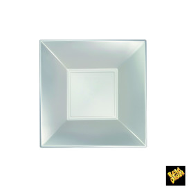 Prato Plastico Fundo Prata Nice Pearl PP 180mm (300 Uds)