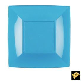 Prato Plastico Raso Turquesa Nice PP 230mm (25 Uds)