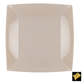 Prato Plastico Raso Bege Nice PP 230mm (25 Uds)
