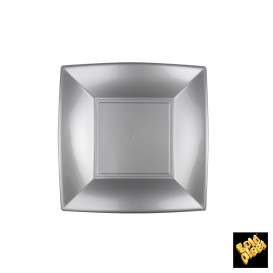 Prato Plastico Raso Cinza Nice PP 180mm (300 Uds)