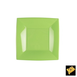 Prato Plastico Raso Verde Limão Nice PP 180mm (300 Uds)