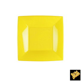 Prato Plastico Raso Amarelo Nice PP 180mm (25 Uds)