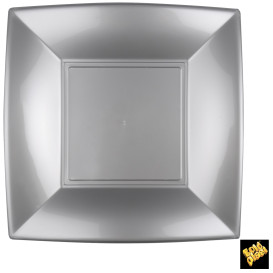 Prato Plastico Raso Cinza Nice PP 290mm (12 Uds)