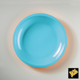 Prato Plastico Raso Turquesa Round PP Ø220mm (50 Uds)