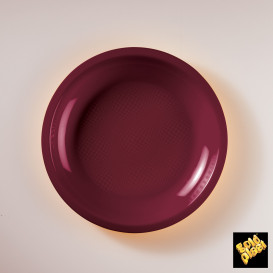 Prato Plastico Raso Bordeaux Round PP Ø220mm (600 Uds)