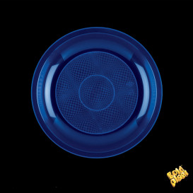 Prato Plastico Raso Azul Round PP Ø220mm (50 Uds)